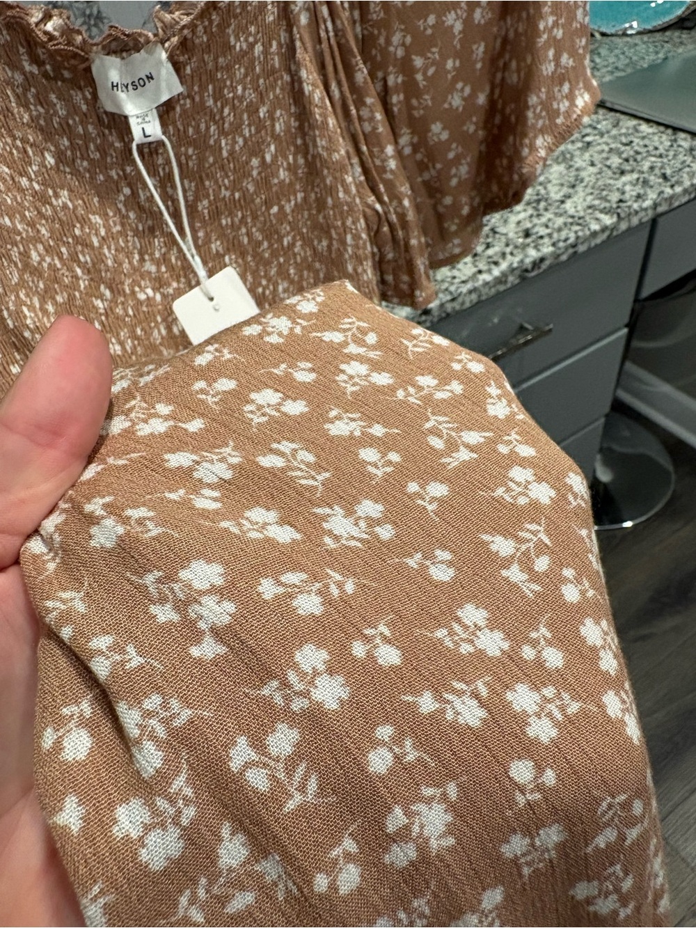 Boho Floral Maxi Dress in Taupe - Picture 7 of 8